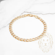 Bracelet - Or 10K deux tons jaune & blanc curb 6.4mm - BRG785