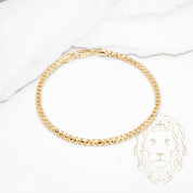 Bracelet - Or 10K jaune pineapple franco solide coupe diamant 3mm - BRG791