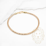 Bracelet - Or 10K deux tons jaune & blanc pineapple franco solide coupe diamant 3mm - BRG793