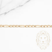 Bracelet - Or 10K deux tons jaune & blanc figaro coupe diamant 3.6mm - BRG778