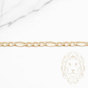 Bracelet - Or 10K deux tons jaune & blanc figaro coupe diamant 4.4mm - BRG779