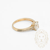 Bague - Or 10K jaune pierre cz coupe rond brillant & monture pavé - RIG1011