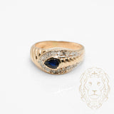 Bague - Or 14K jaune saphir 0.20PT coupe poire & diamants naturels 0.20CT - RIGD553