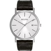 Bulova Classic 96B104 watch, silver dial, front view