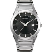 Bulova Classic 96B149 watch, black dial, front view