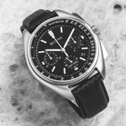 Bulova Lunar Pilot 96B251 watch, black dial, lifestyle