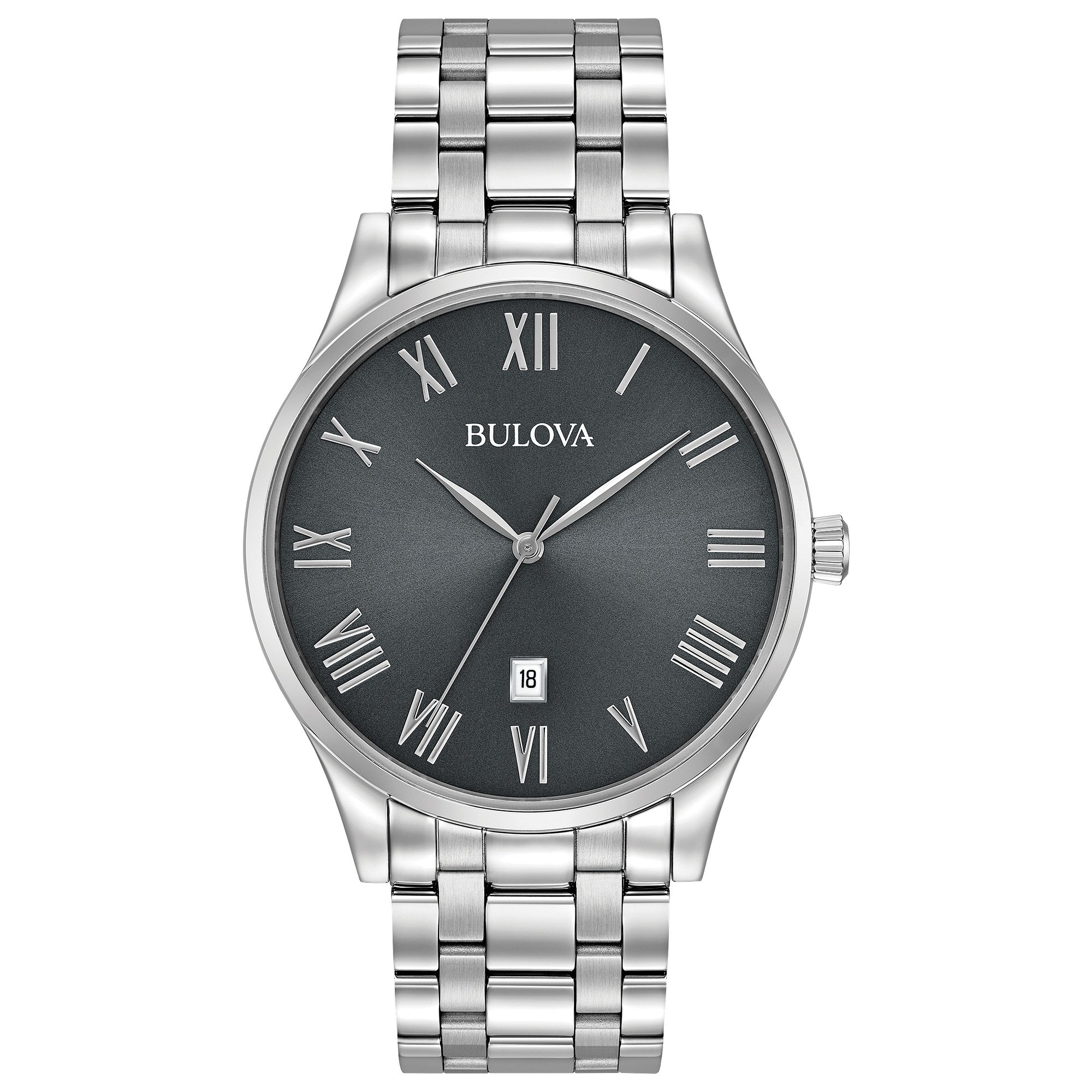 Montre Bulova Classic 96B261, cadran gris, vue de face