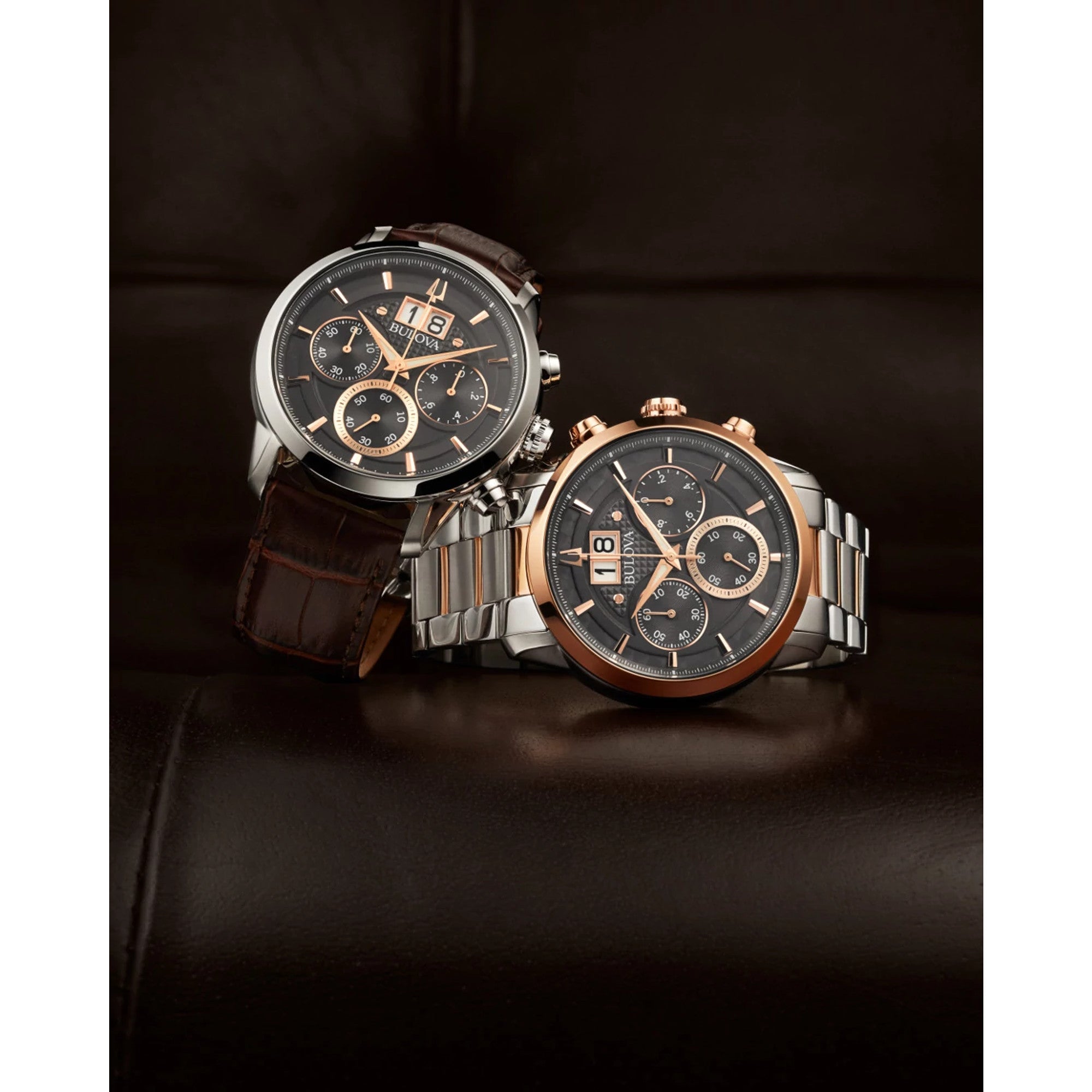 Montre Bulova Sutton 96B311, cadran noir, mise en situation