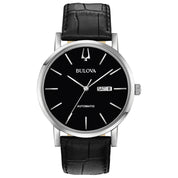 Bulova American Clipper 96C131 watch, black dial, front view