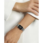 Bulova Quadra 96P202 watch, black dial, lifestyle