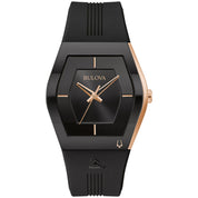 Bulova Latin Grammy 97A163 watch, black dial, front view