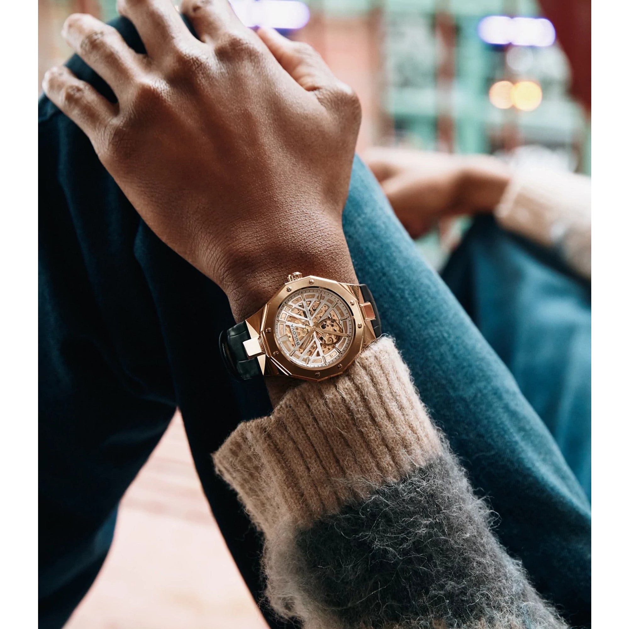 Montre Bulova Prestige 97A206, cadran argent, mise en situation