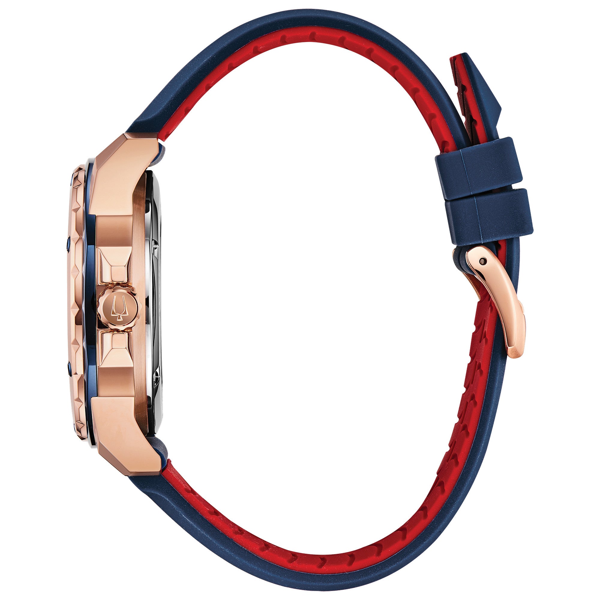 Montre Bulova Marine Star Series A 98A227, cadran bleu, vue de profil