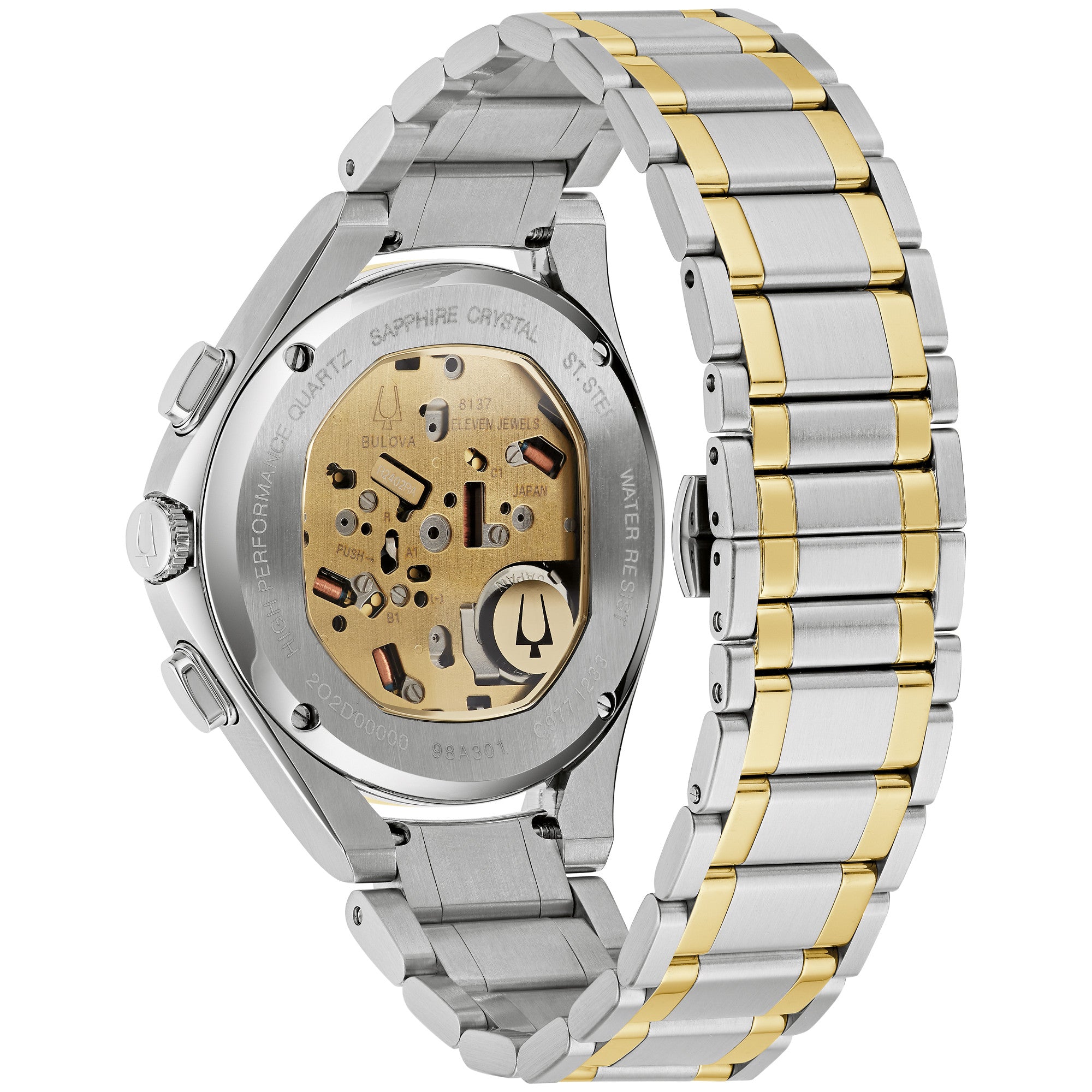 Bulova Curv 98A301 watch, back view