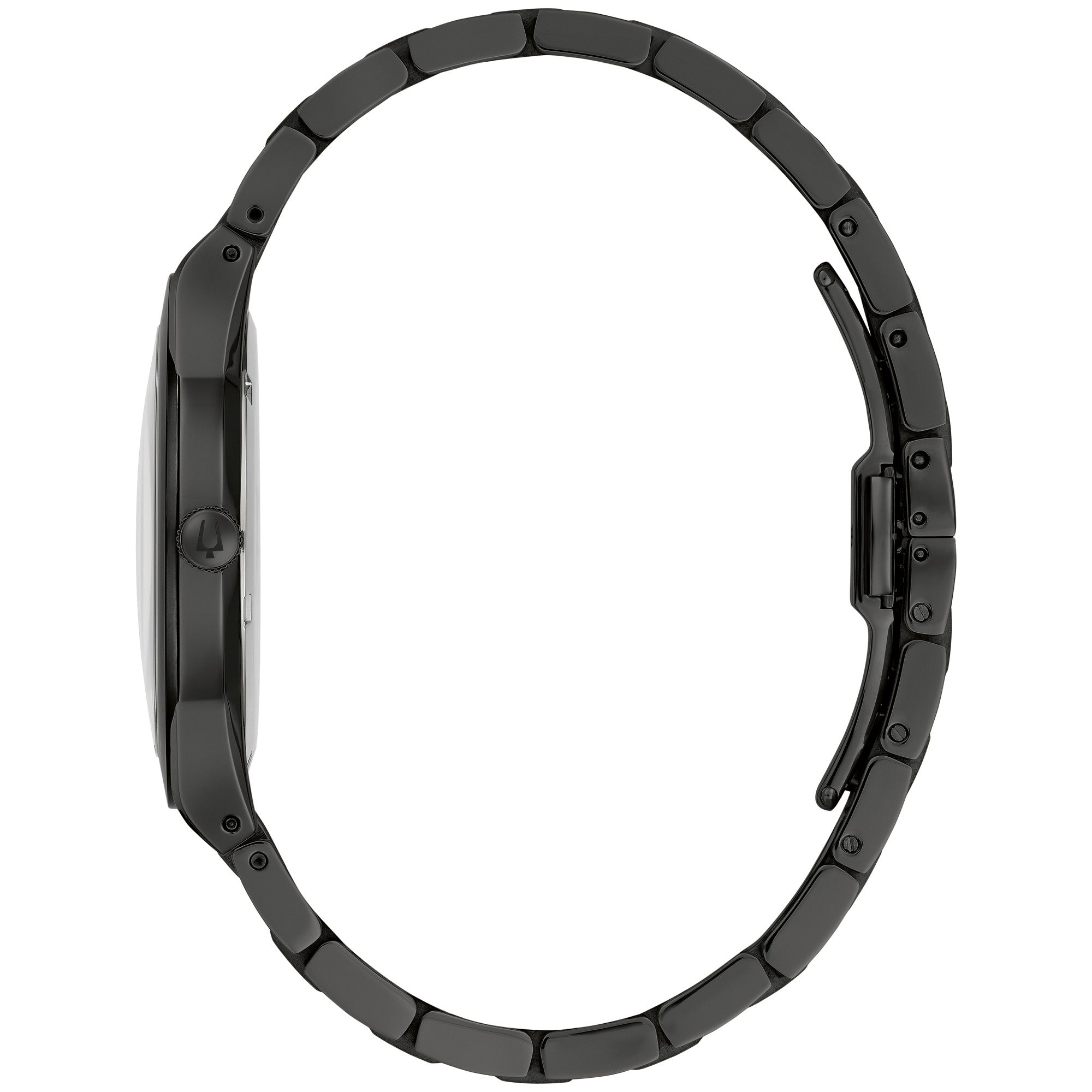 Bulova Millennia 98A313 watch, black dial, side profile