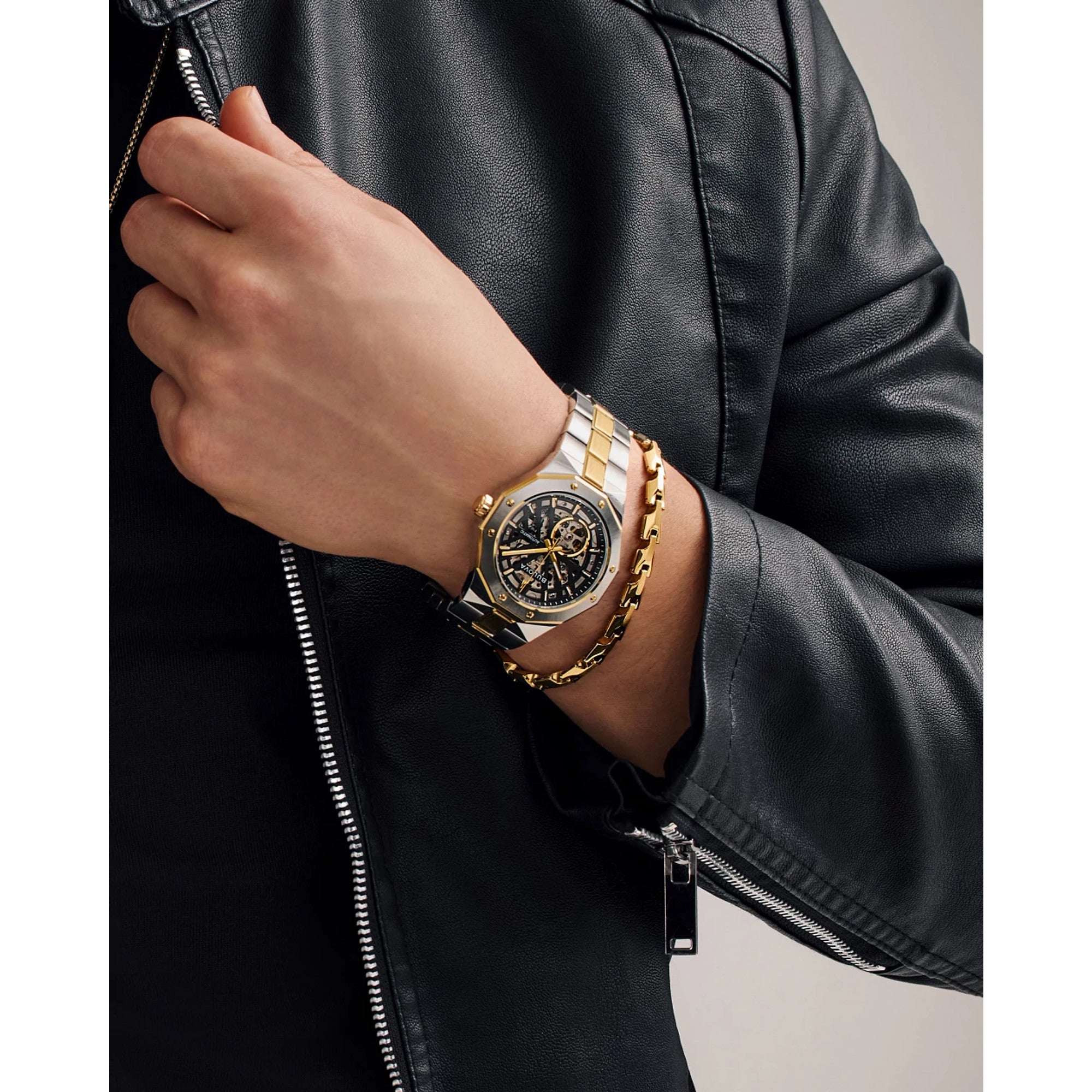 Bulova Prestige 98A339 watch, black dial, lifestyle