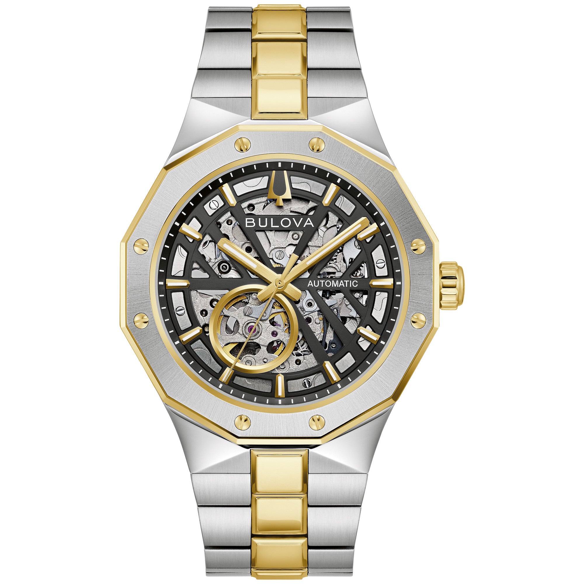 Bulova Prestige 98A339 watch, black dial, front view