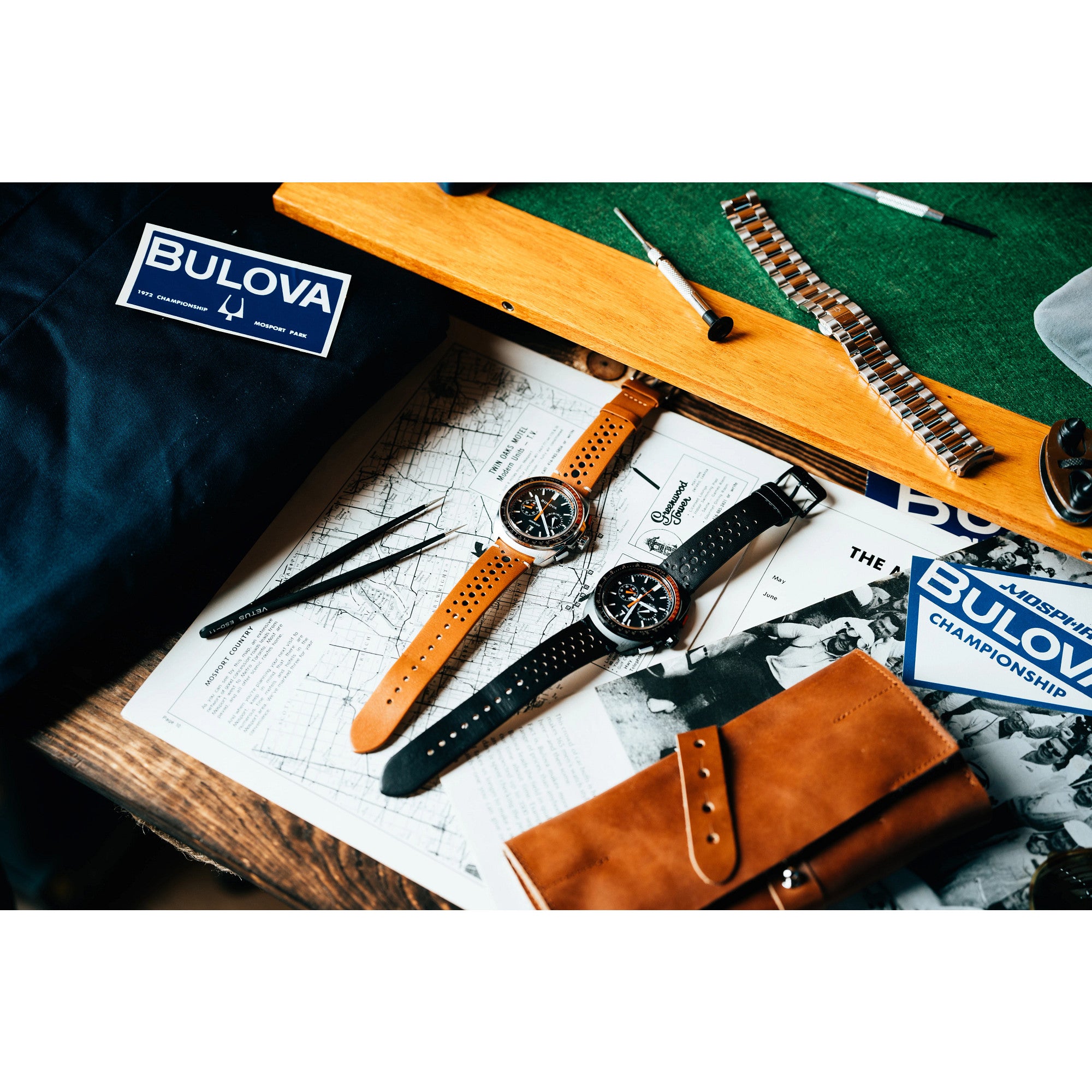 Bulova Racer 98B428 watch, black dial, lifestyle