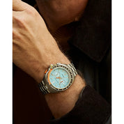 Bulova Racer 98B432 watch, blue dial, lifestyle