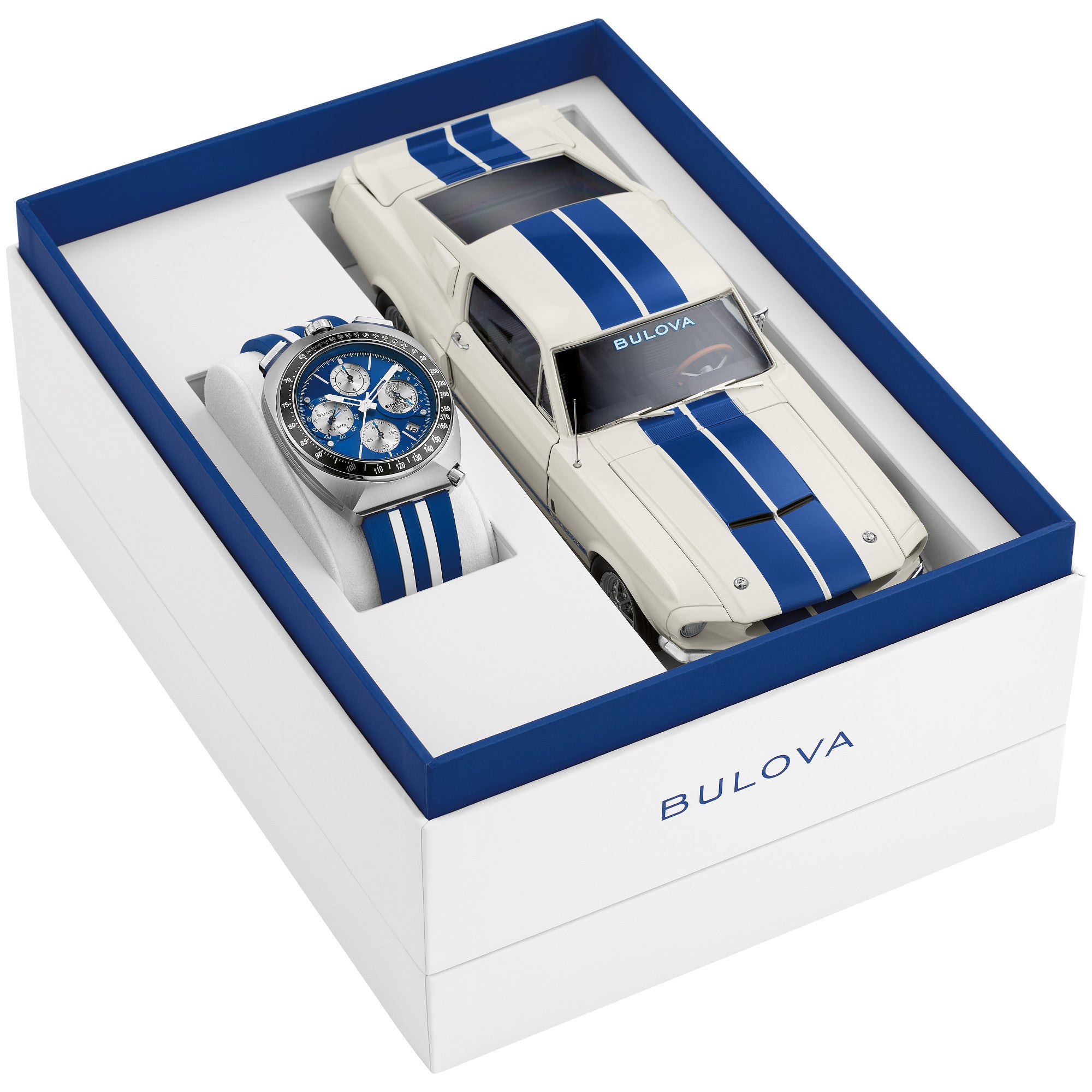 Montre Bulova Shelby 98B452, cadran bleu, mise en situation