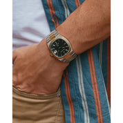 Bulova Super Seville 98B458 watch, black dial, lifestyle
