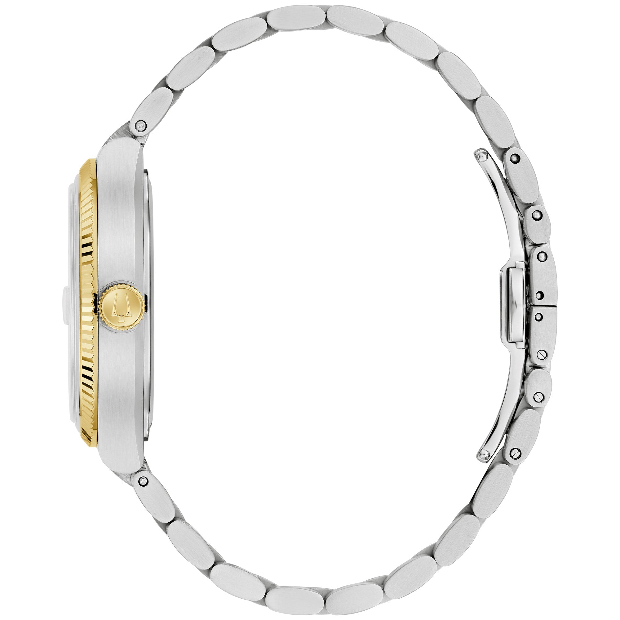 Bulova Super Seville 98B458 watch, black dial, side profile