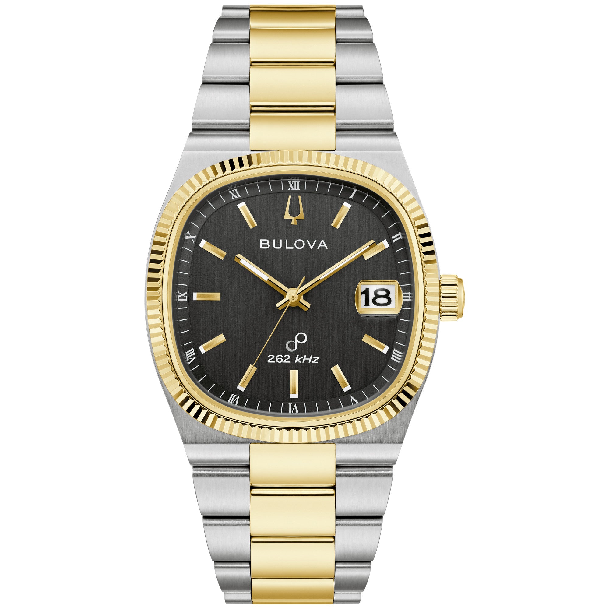 Bulova Super Seville 98B458 watch, black dial, front view