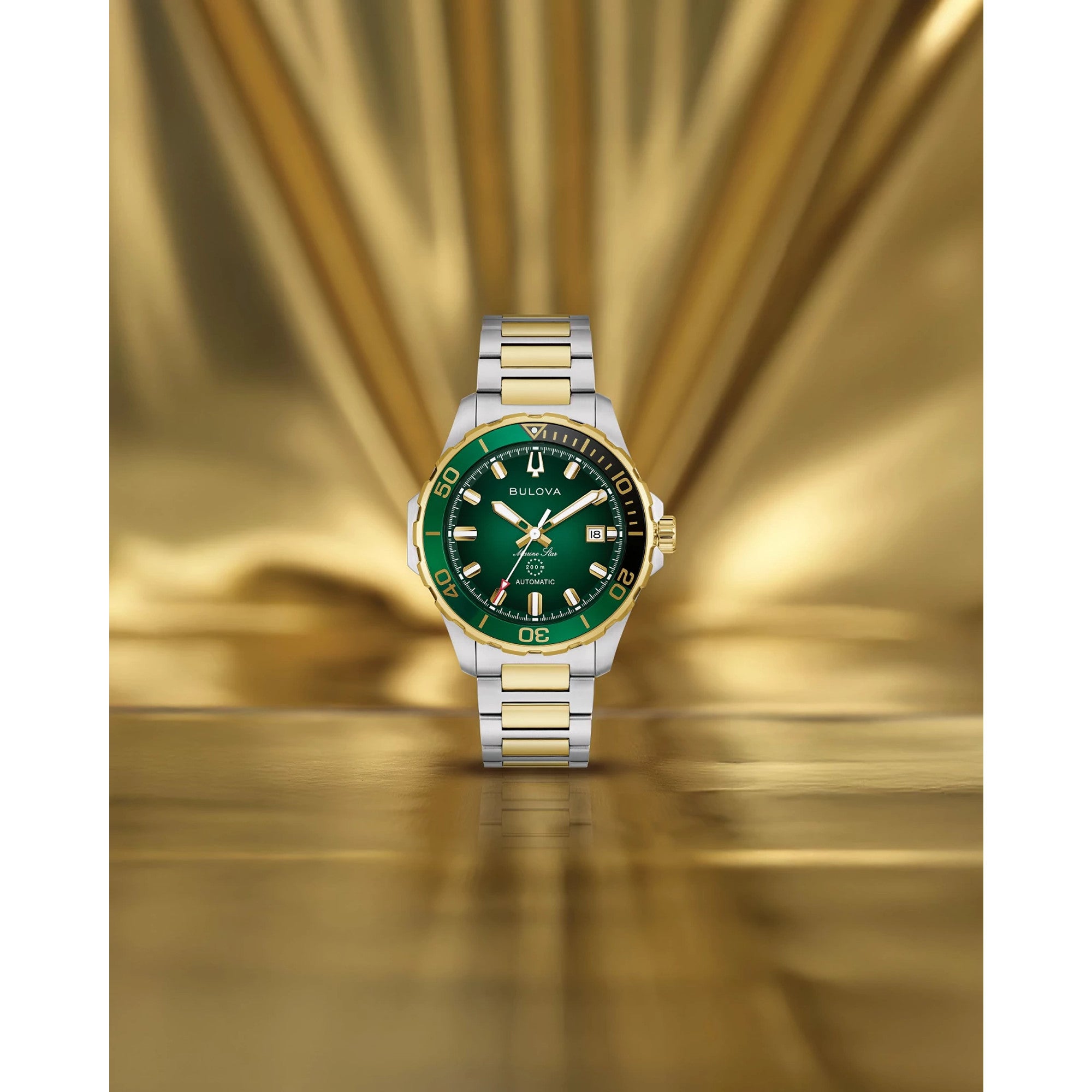 Bulova Marine Star Series B 98B467 watch, green dial, lifestyle