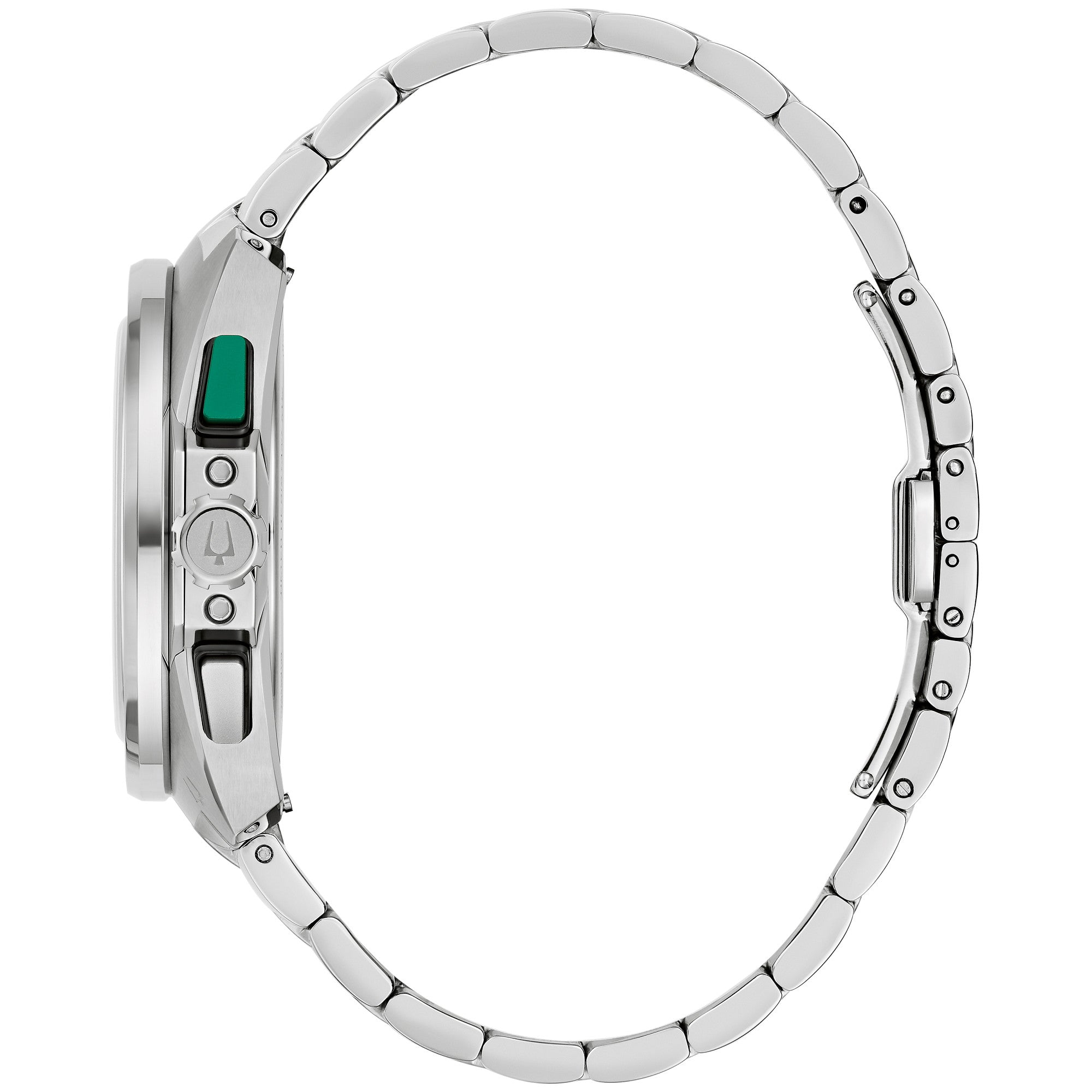 Montre Bulova Racer 98B468, cadran vert, vue de profil