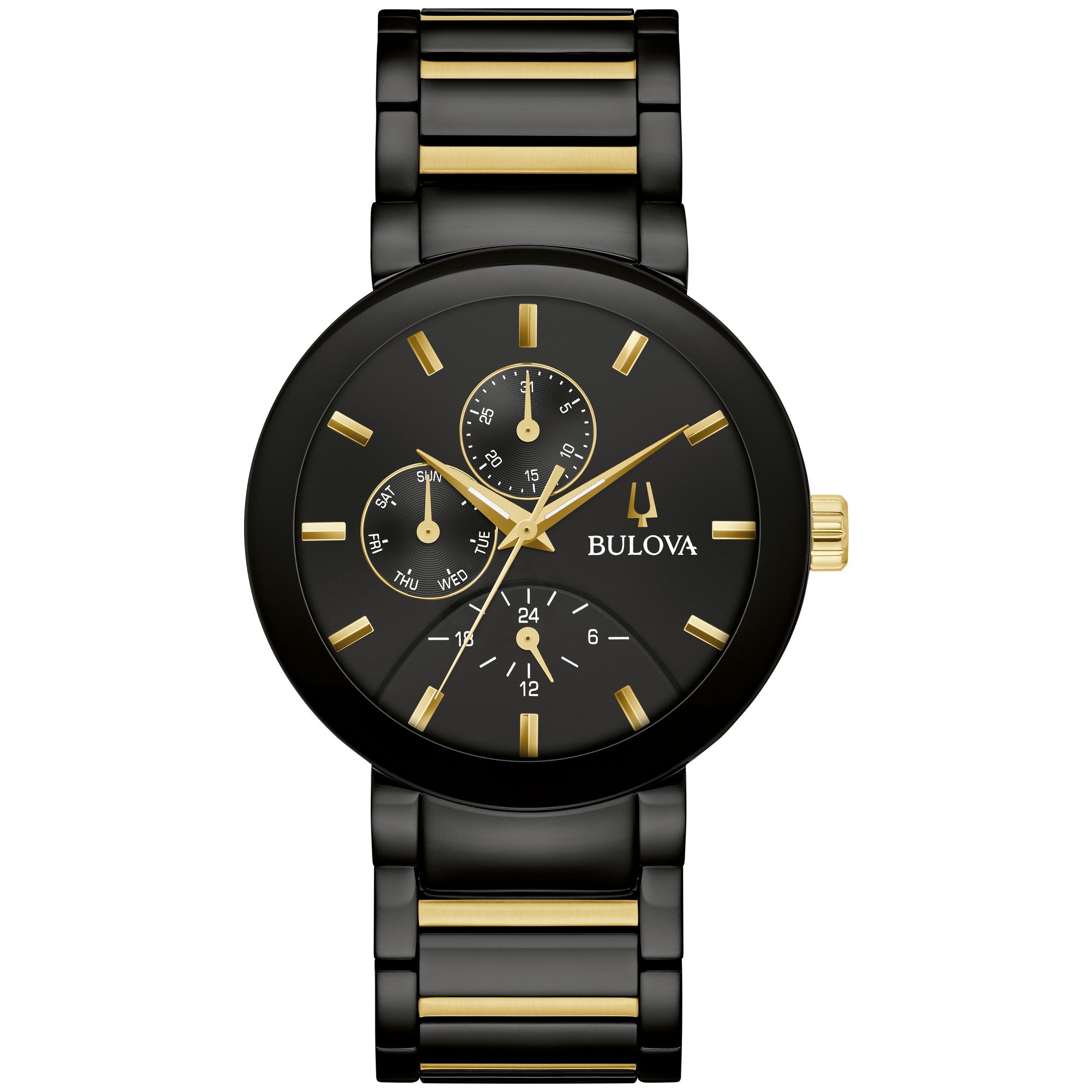 Montre Bulova Futuro 98C149, cadran noir, vue de face