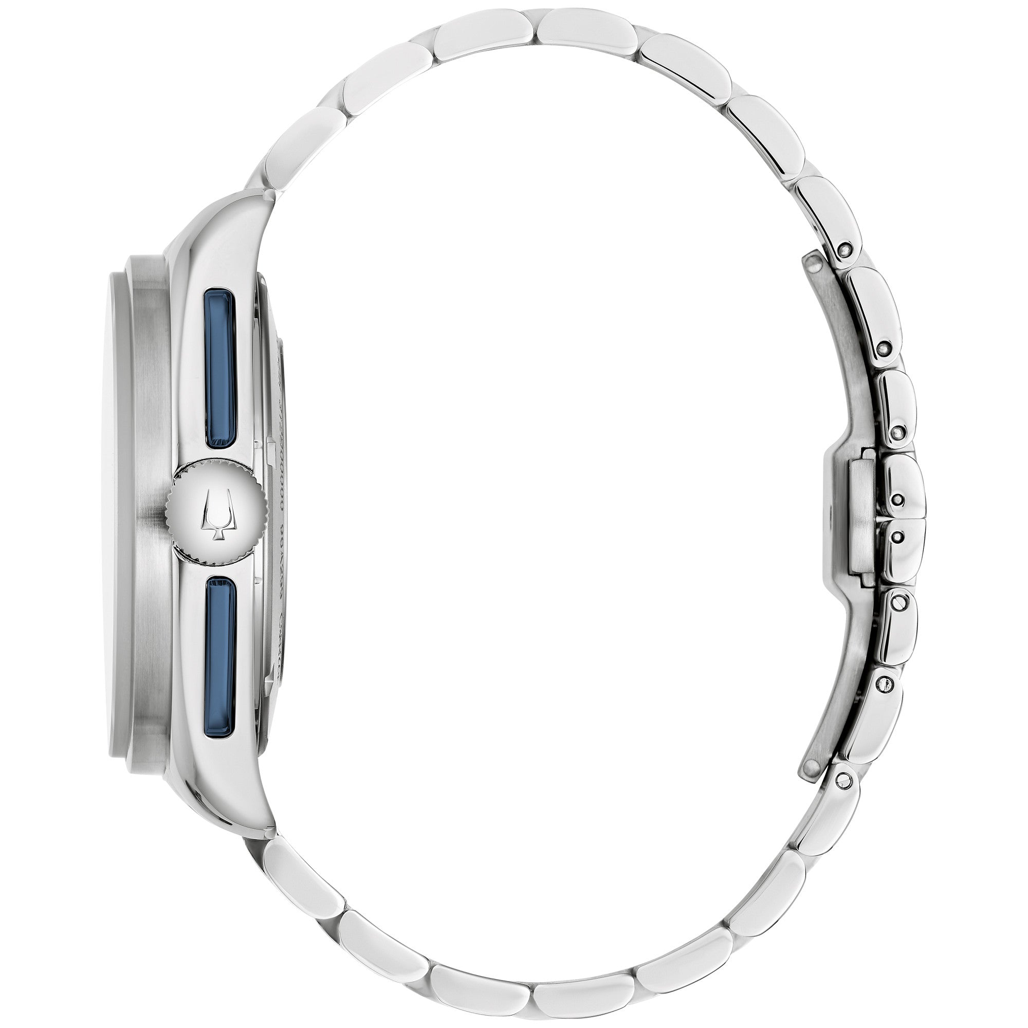 Montre Bulova Lunar Pilot 98K112, cadran argent, vue de profil
