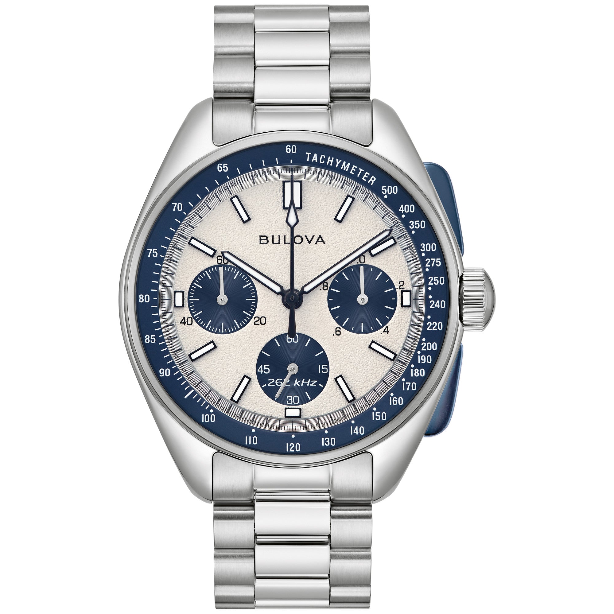 Montre Bulova Lunar Pilot 98K112, cadran argent, vue de face