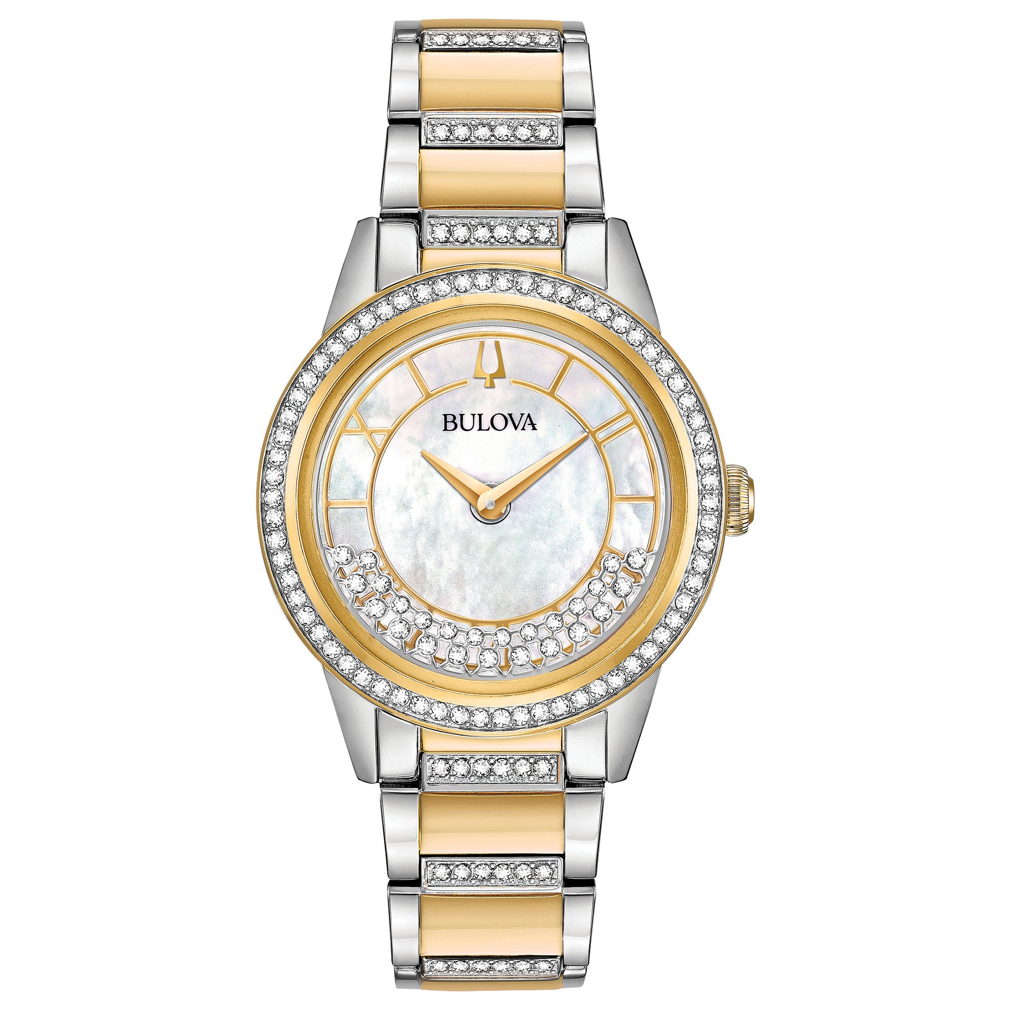 Bulova Turnstyle 98L245 watch, white dial, front view