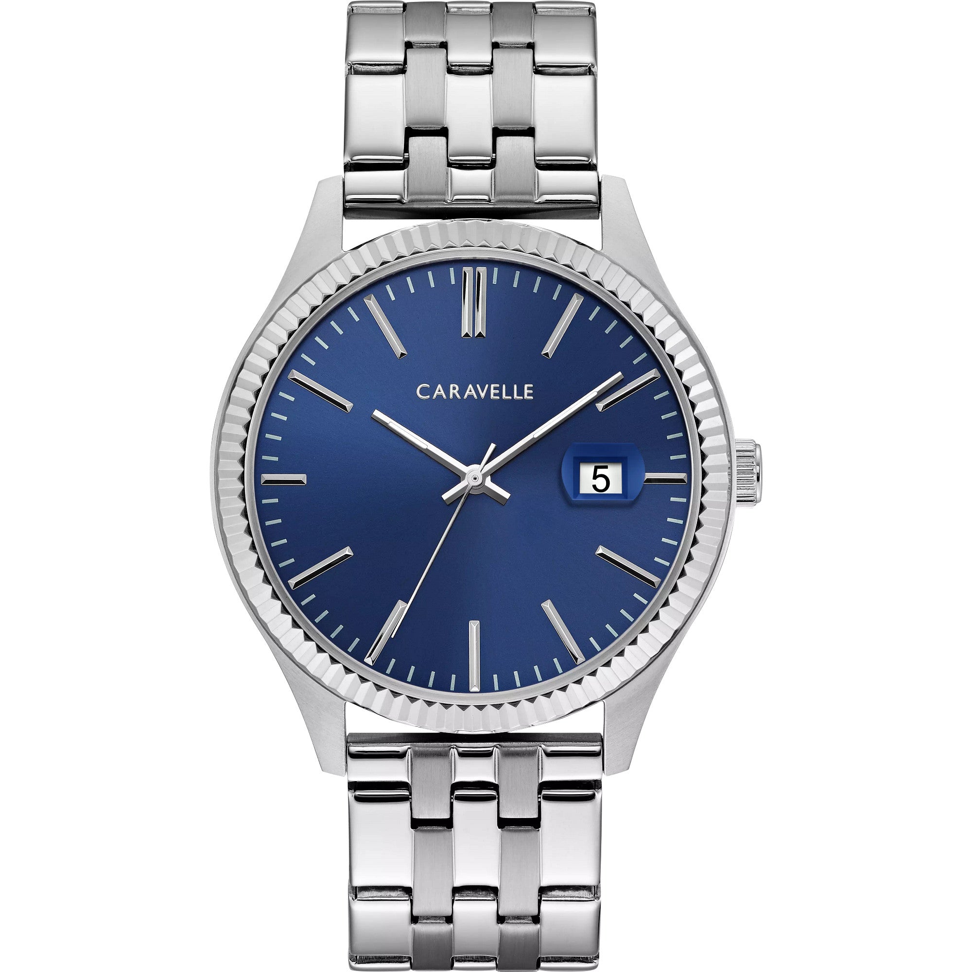 Montre Caravelle Dress 43B151, cadran bleu, vue de face