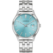 Montre Caravelle Dress 43B174, cadran turquoise, vue de face