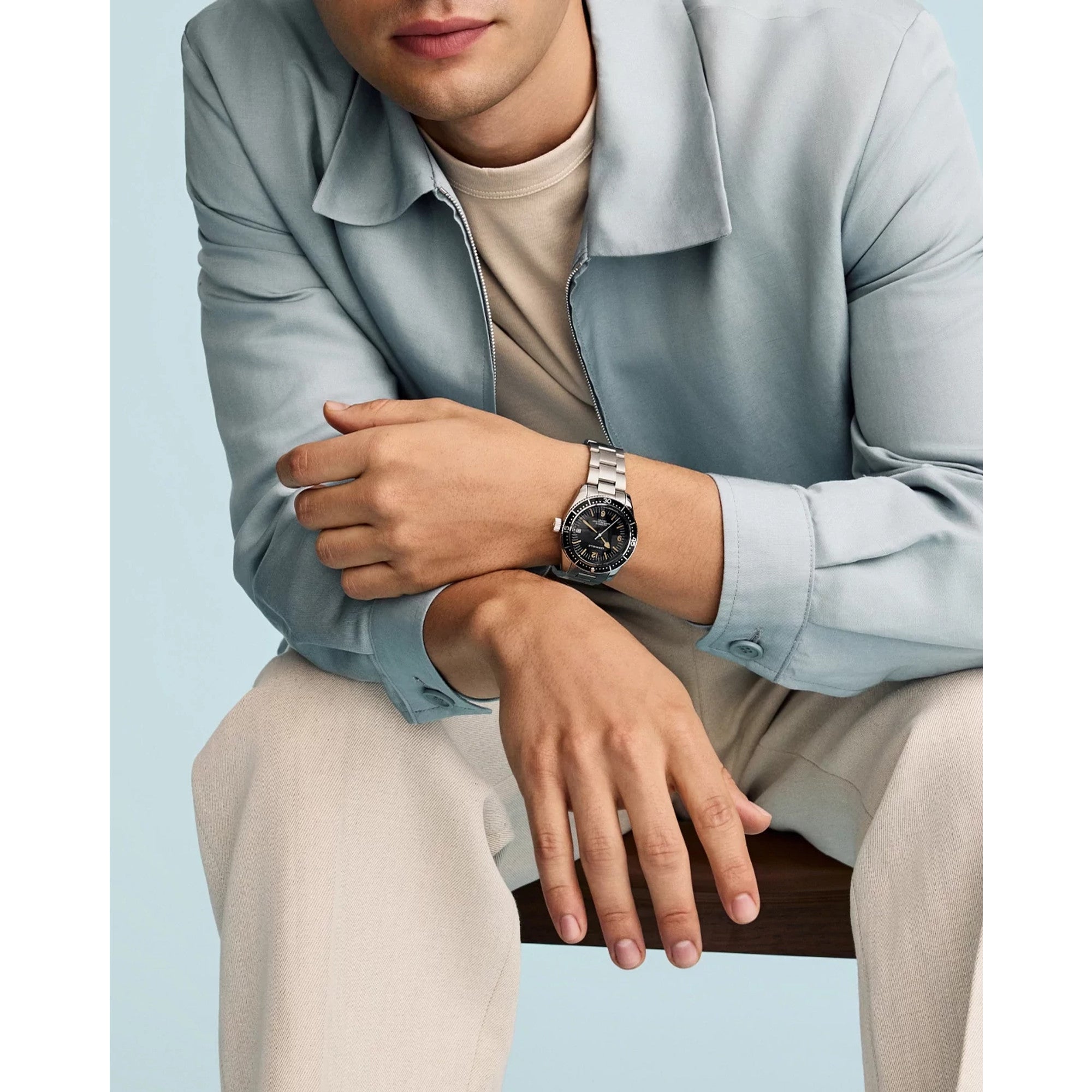 Caravelle Sea Hunter 43B175 watch, black dial, lifestyle