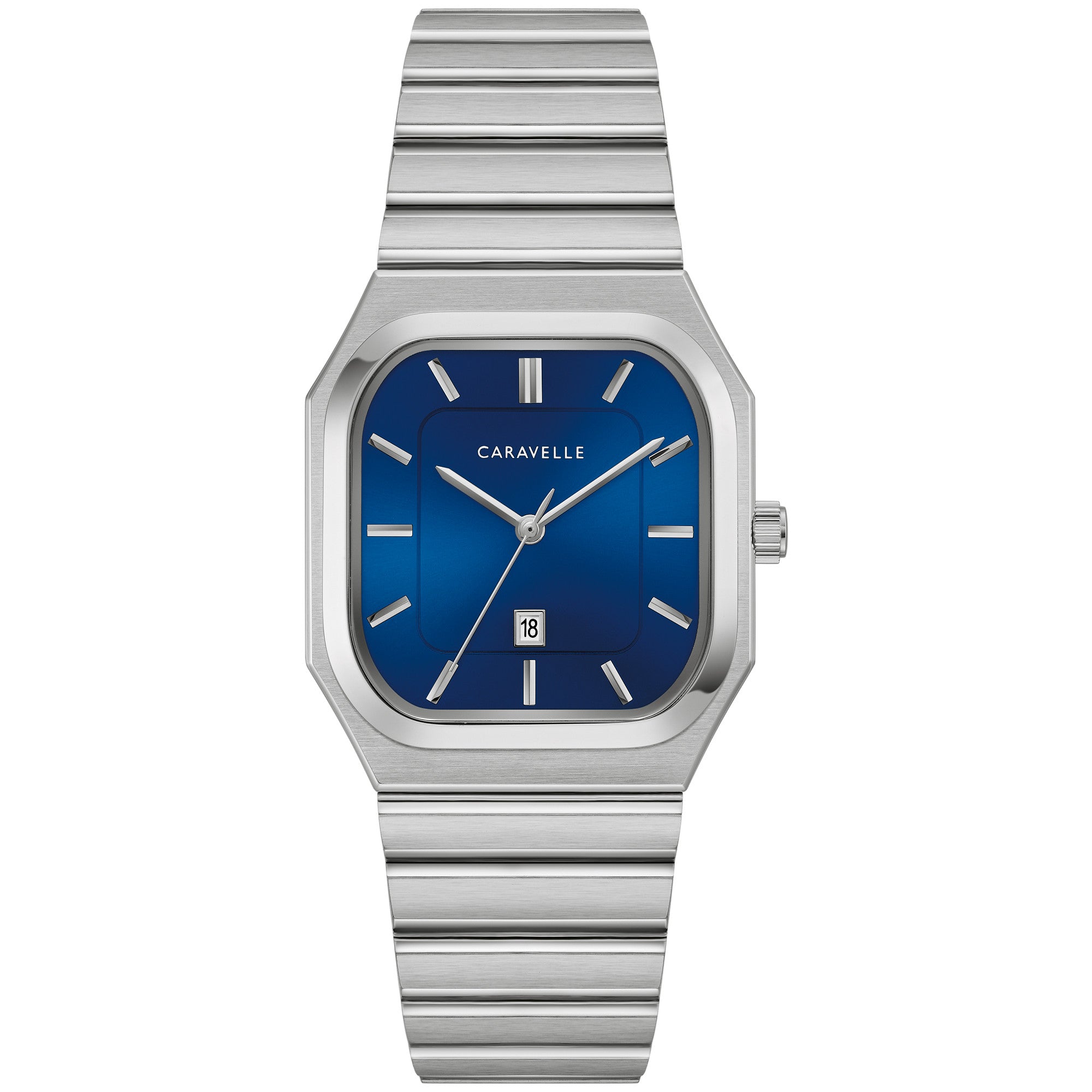 Montre Caravelle Vintage Classic 43B176, cadran bleu, vue de face