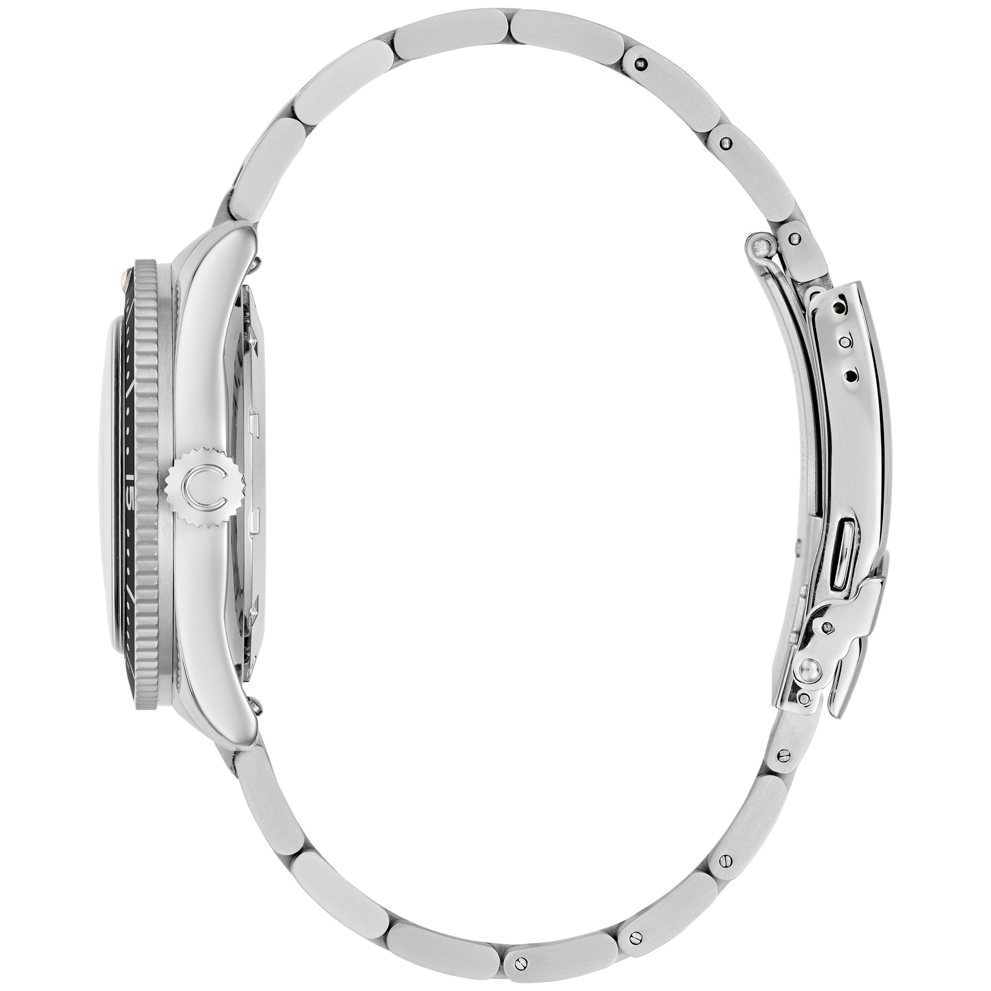 Montre Caravelle Sea Hunter 43B177, cadran orange, vue de profil