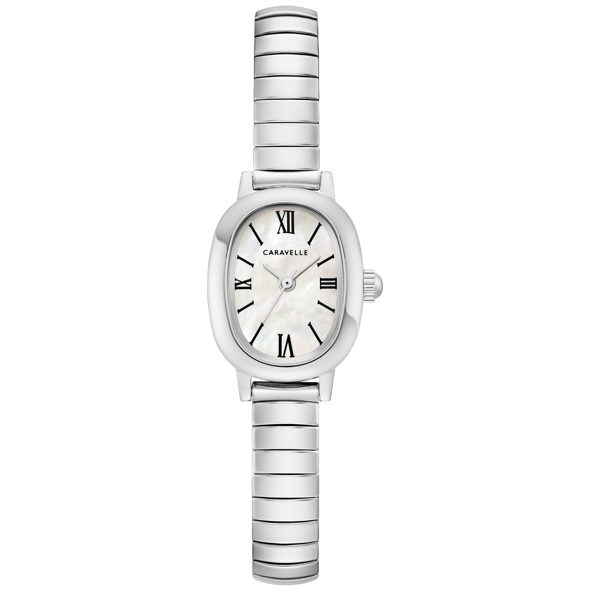 Montre Caravelle Petite Oval 43L230, cadran blanc, vue de face