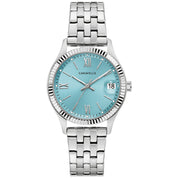 Montre Caravelle Dress 43M124, cadran turquoise, vue de face