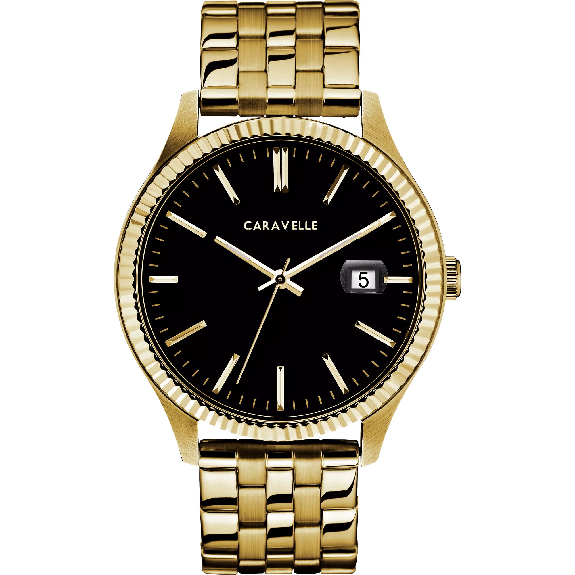 Montre Caravelle Dress 44B121, cadran noir, vue de face
