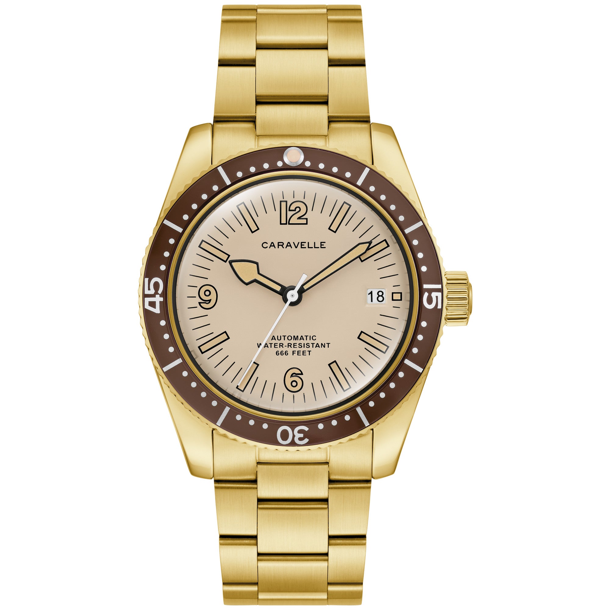 Montre Caravelle Sea Hunter 44B133, cadran beige, vue de face