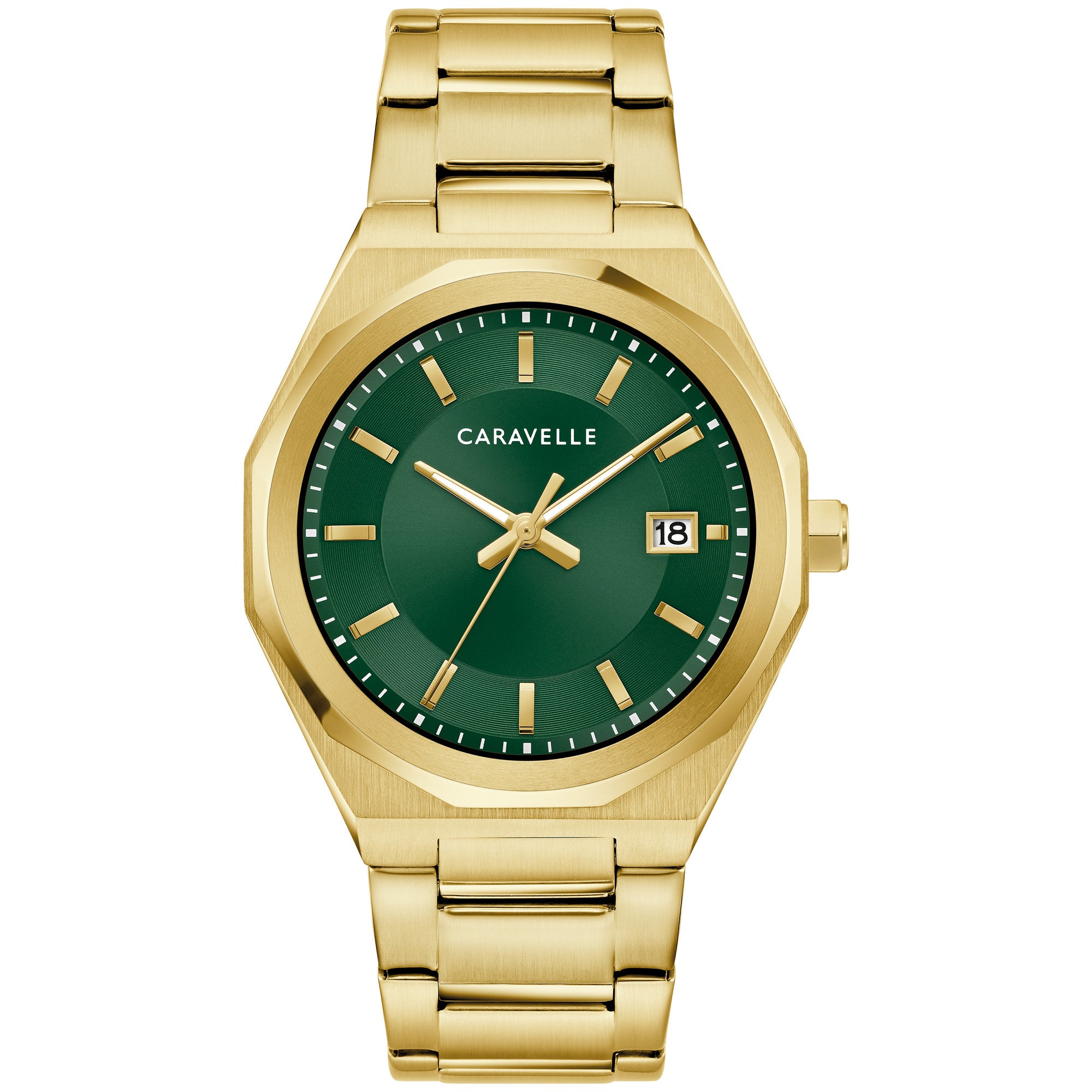 Montre Caravelle Dress 44B134, cadran vert, vue de face