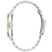 Montre Caravelle Classic Jubilee Duet 45B163, cadran argent, vue de profil