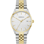 Montre Caravelle Classic Jubilee Duet 45B163, cadran argent, vue de face