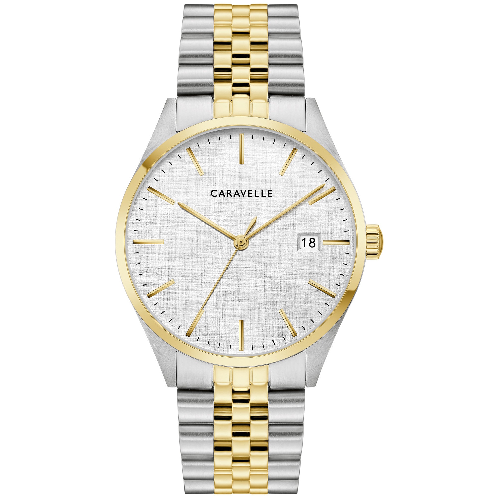 Montre Caravelle Classic Jubilee Duet 45B163, cadran argent, vue de face