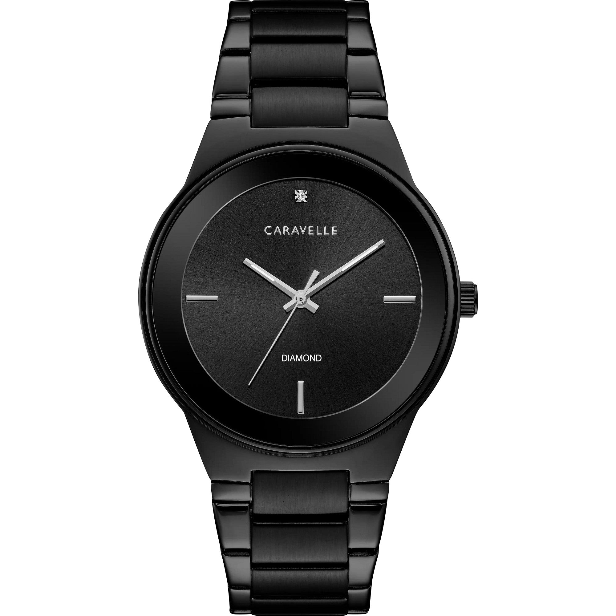 Montre Caravelle Modern 45D108, cadran noir, vue de face