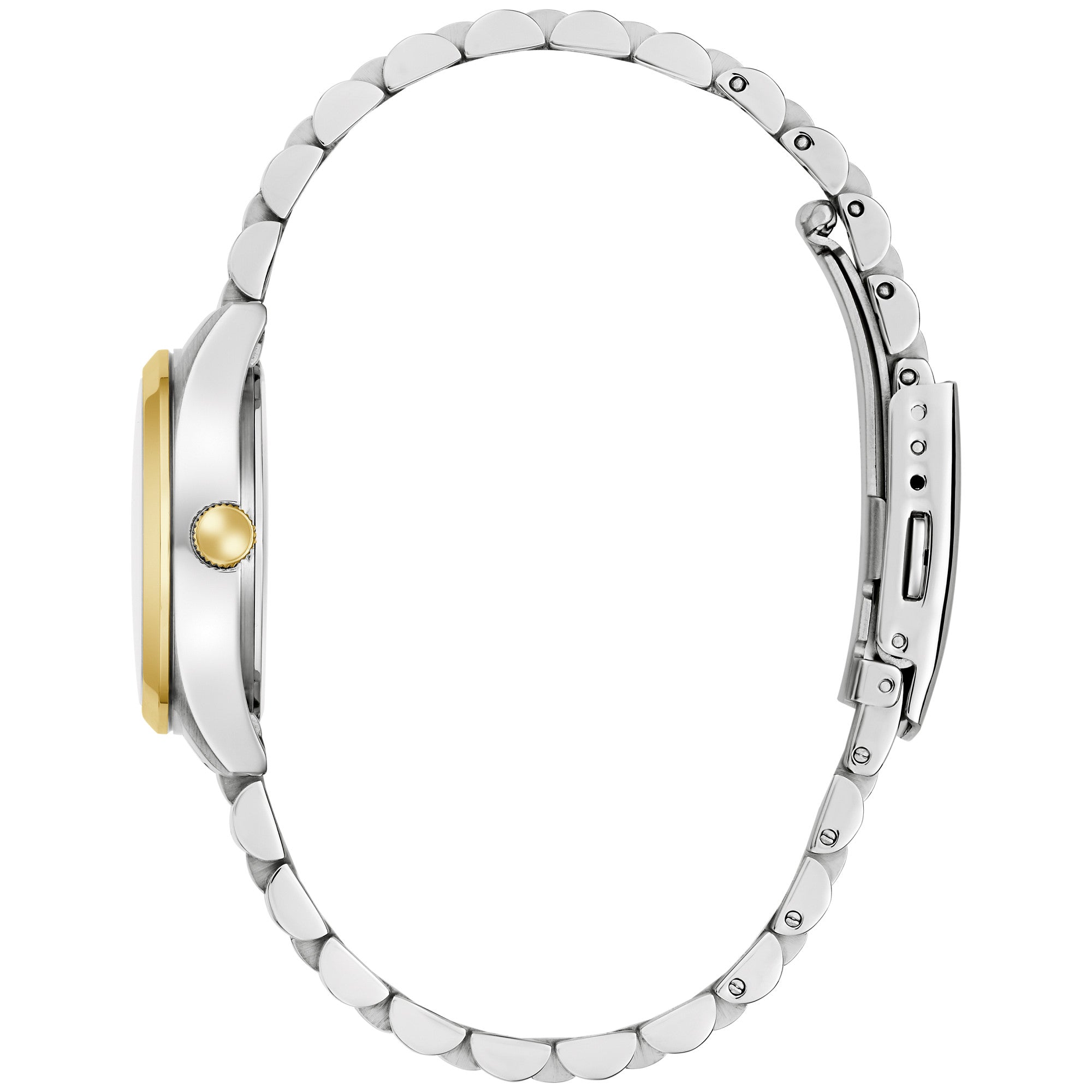 Montre Caravelle Classic Jubilee Duet 45M121, cadran argent, vue de profil