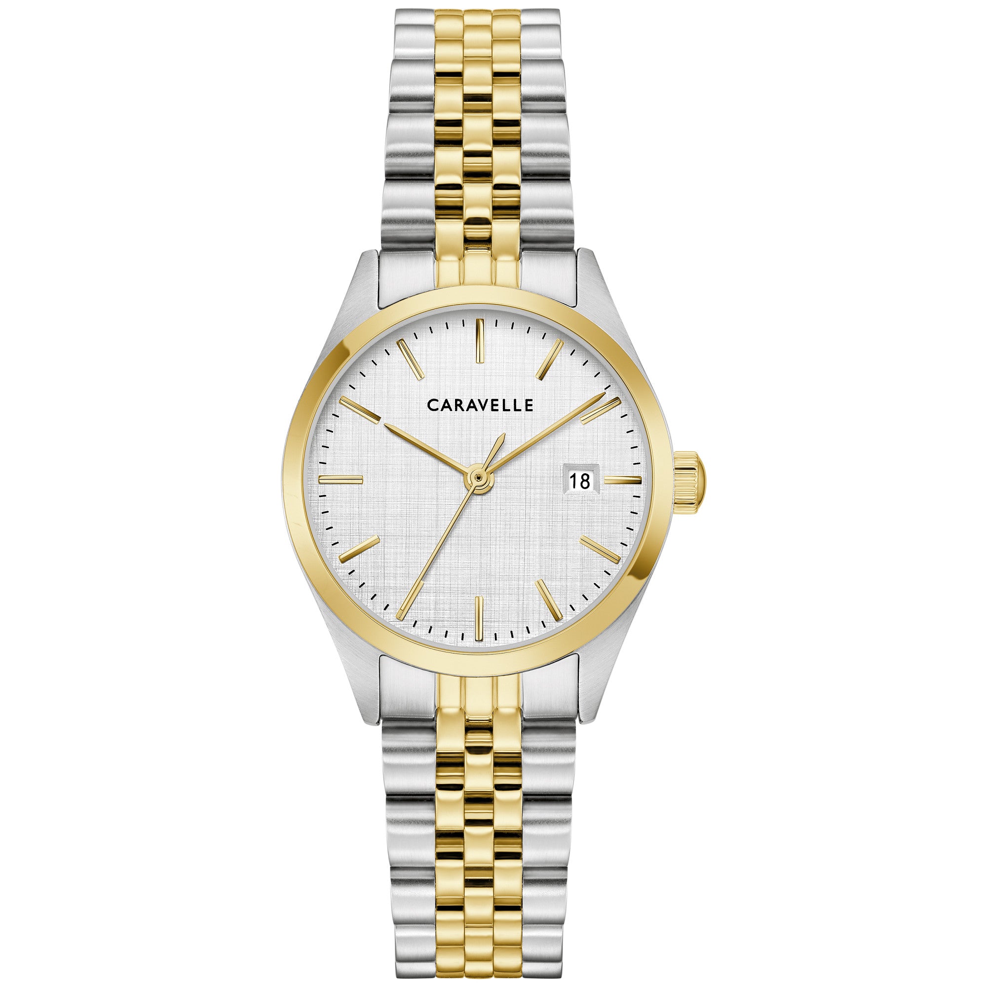 Montre Caravelle Classic Jubilee Duet 45M121, cadran argent, vue de face