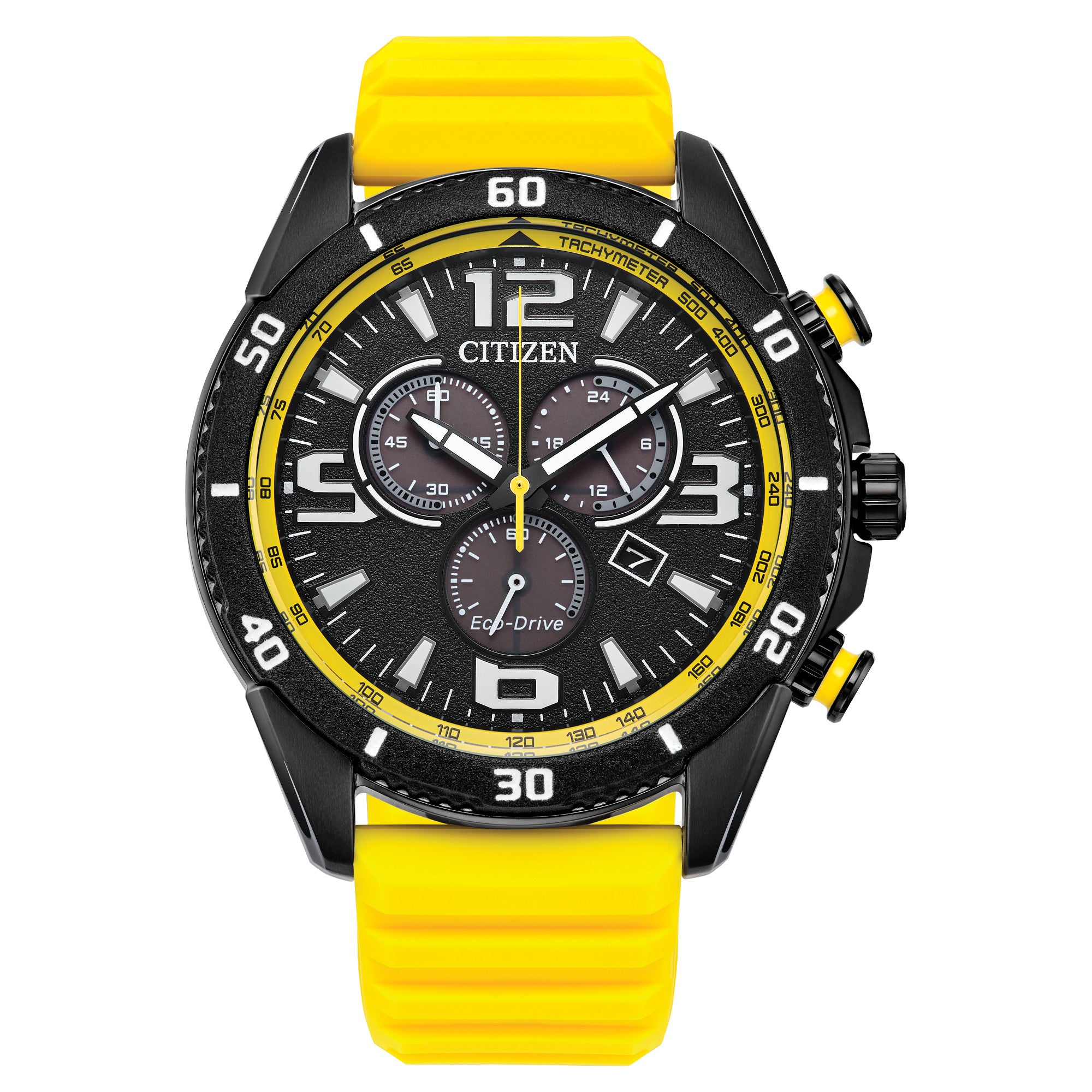 Citizen Brycen AT2585-08E watch, black dial, front view
